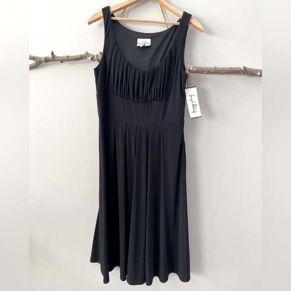 NWT Joseph Ribkoff Fit & Flare Pleated Neck Cocktail Party Little Black Dress - Picture 1 of 3